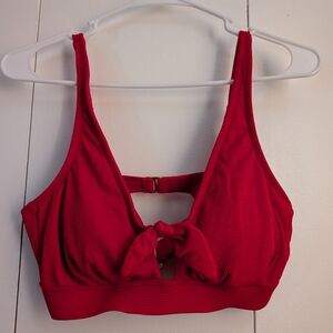 Red Swim Bra with Cut-Out and Wide Straps
